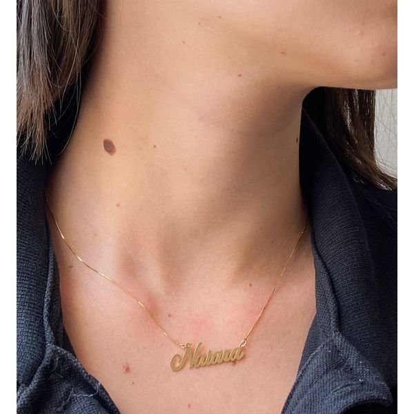 Corrente De Ouro 18k Veneziana De 50 Cm Com Nome até 8 letras