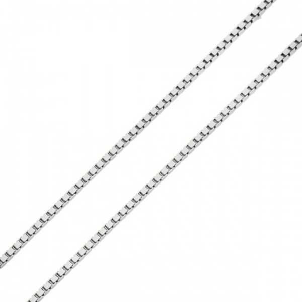 Corrente De Ouro Branco 18k Veneziana De 0,5mm Com 60cm