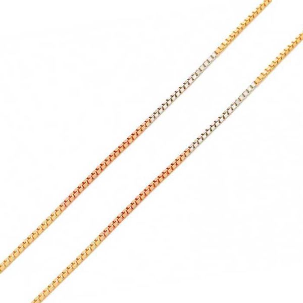 Corrente De Ouro Tricolor 18k Veneziana De 0,5mm Com 50cm