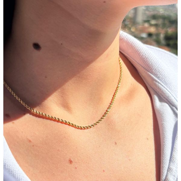 Corrente De Ouro 18k Corda De 2,1mm Com 40cm