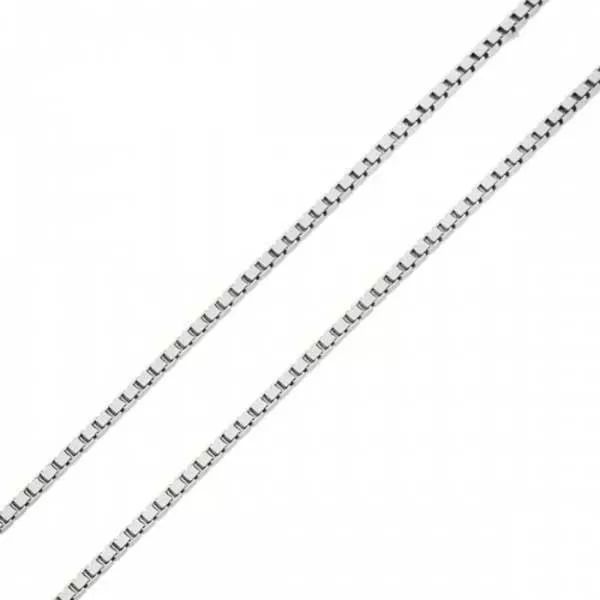 Corrente De Ouro Branco 18k Veneziana De 0,9mm Com 50cm