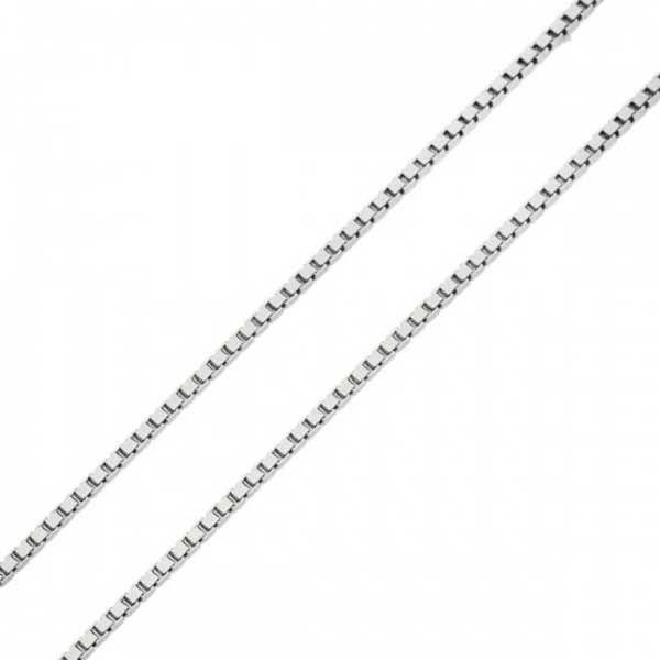 Corrente De Ouro Branco 18k Veneziana De 0,5mm Com 50cm