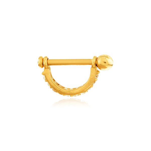 Piercing de Ouro 18k Orelha Meia Argola com Zircônias ac07633 - Joiasgold  Mobile