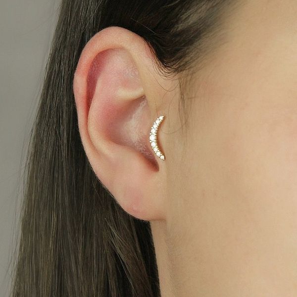 Piercing Cluster De Orelha De Ouro 18k Tragus de Zircônia