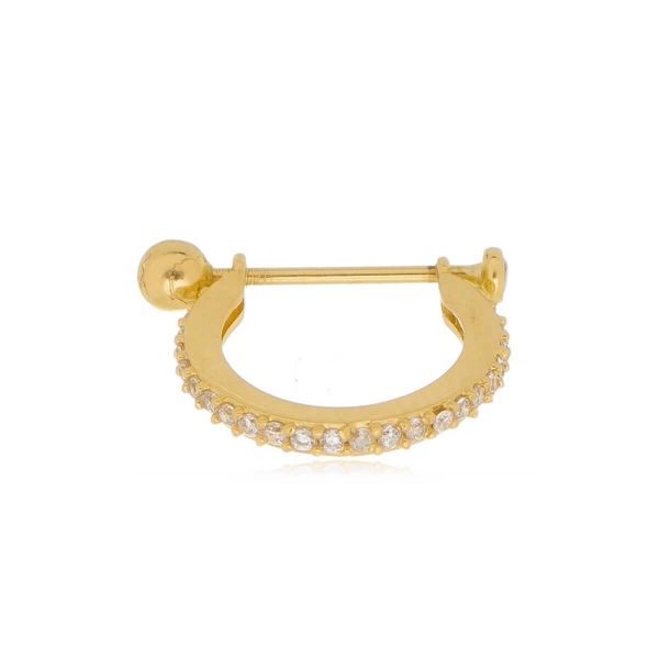 Piercing De Orelha De Ouro 18k Meia argola Snug de Zircônia