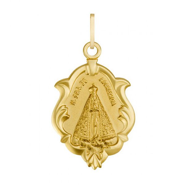 Pingente De Ouro 18k Medalha De Nossa Senhora Da Aparecida 22mm