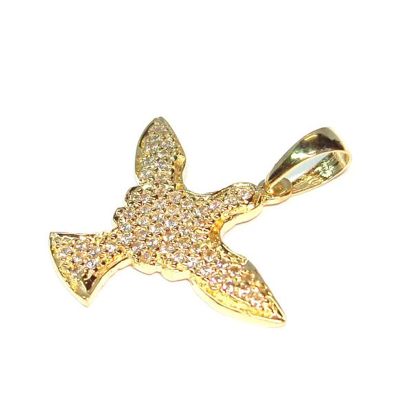 Pingente Espírito Santo De Ouro 18k Com 49 Diamantes De 1 Ponto