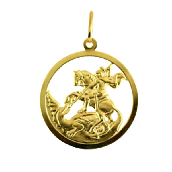 Pingente De Ouro 18k Medalha De São Jorge 3,6cm