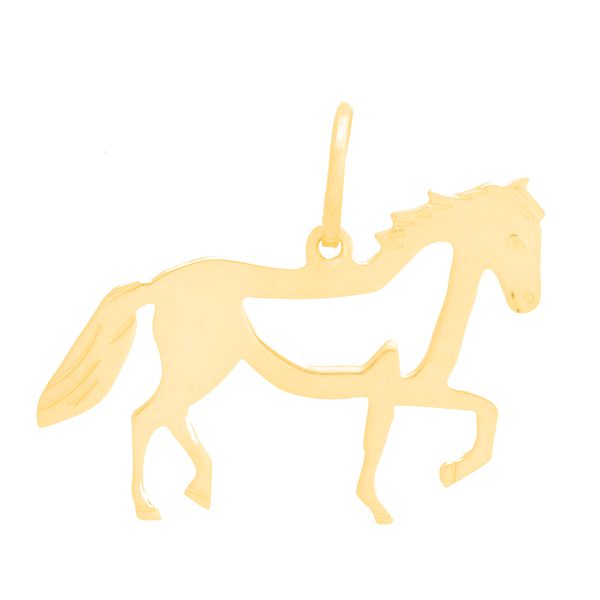 Pingente De Ouro 18k Cavalo Vazado
