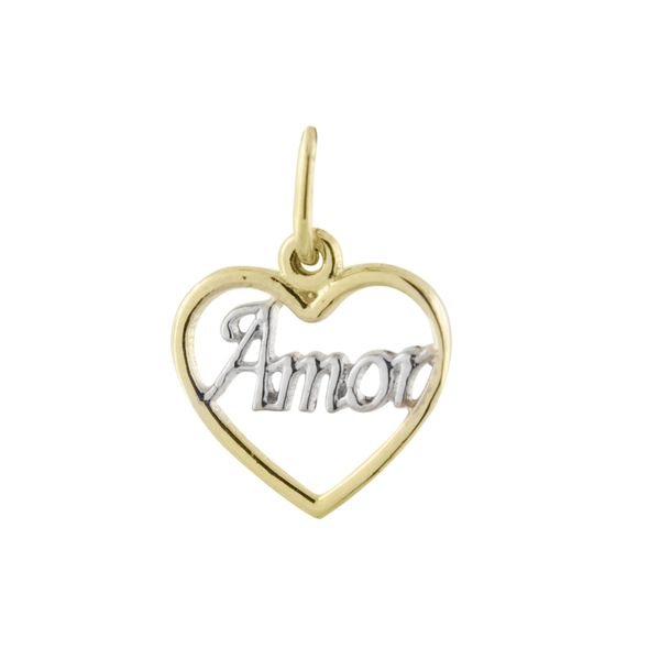 Pingente De Ouro 18k Coração Com Amor 10mm