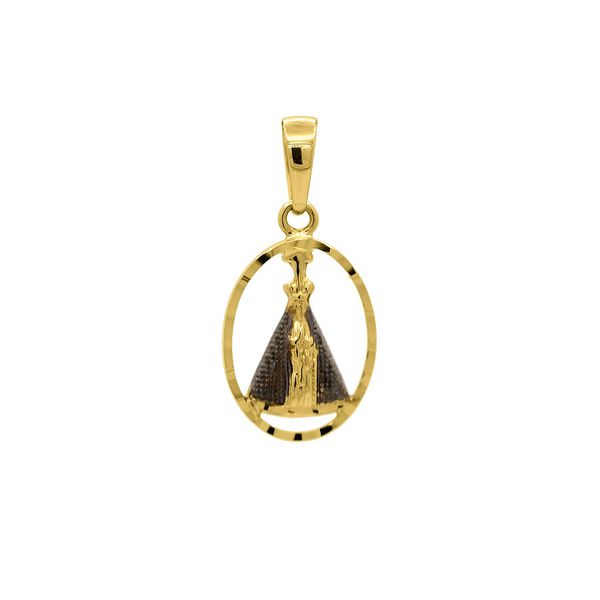 Pingente De Ouro 18k Nossa Senhora Da Aparecida Com 16mm