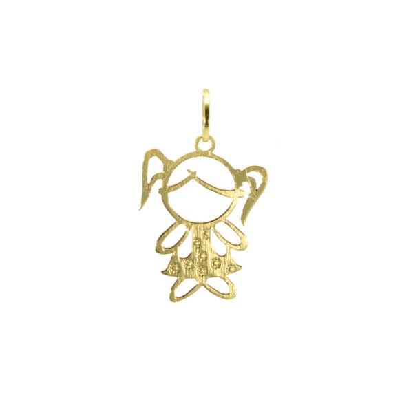 Pingente De Ouro 18k Menina Com 10mm