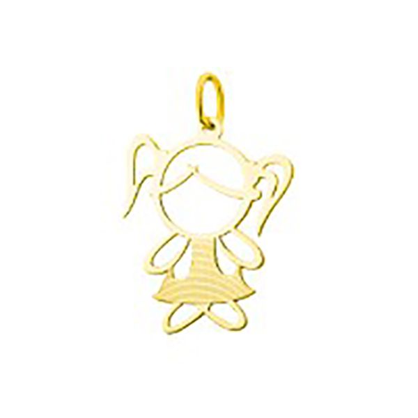 Pingente De Ouro 18k Menina Com 15mm