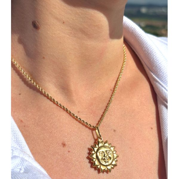 Pingente De Ouro 18k Sol De 27mm