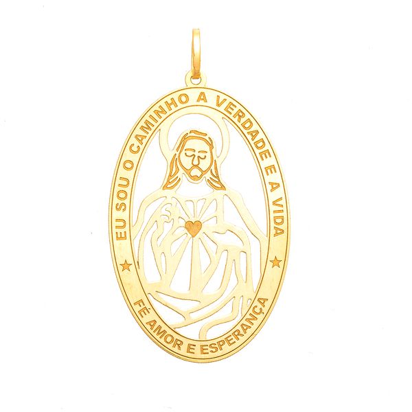 Pingente De Ouro 18k Jesus Cristo De 34mm