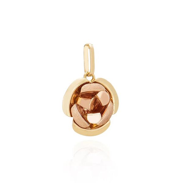 Pingente De Ouro 18k Rosa Bicolor Pequena