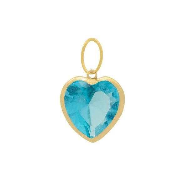 Pingente Ponto De Luz De Ouro 18k Coração Azul Claro De 6mm