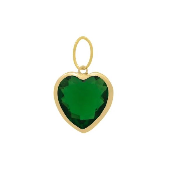 Pingente Ponto De Luz De Ouro 18k Coração Verde De 6mm