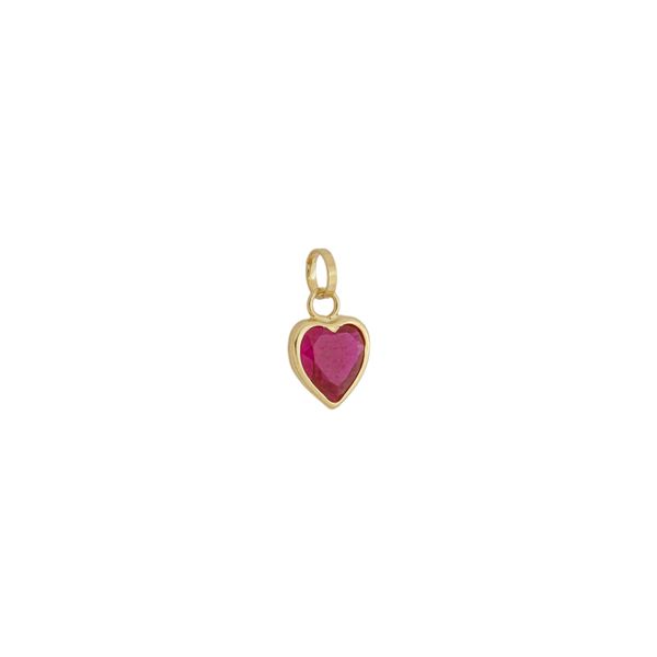 Pingente Ponto De Luz De Ouro 18k Coração Vermelho De 6mm