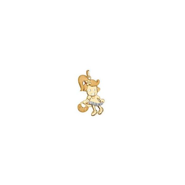 Pingente De Ouro 18k Menina Com Bolsa
