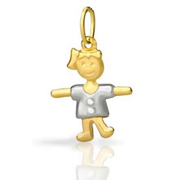 Pingente De Ouro 18k Menina De 20mm