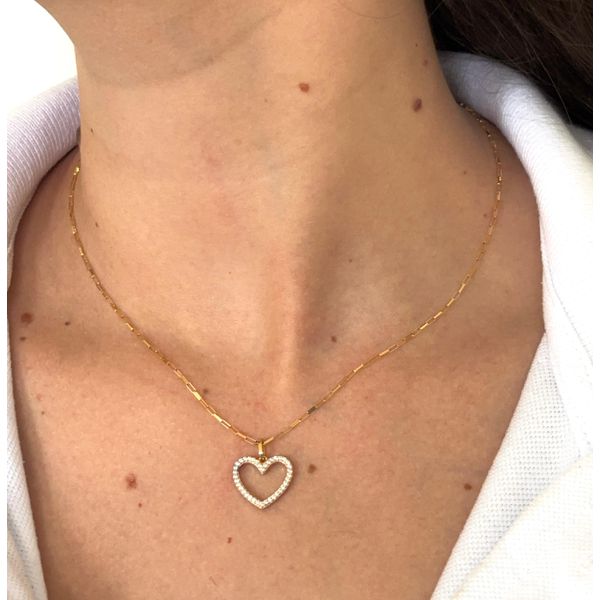 Pingente De Ouro 18k Coração Dupla Face Com Zircônias