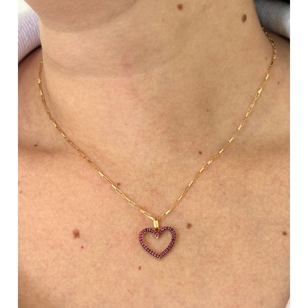 Pingente De Ouro 18k Coração Dupla Face Com Zircônias