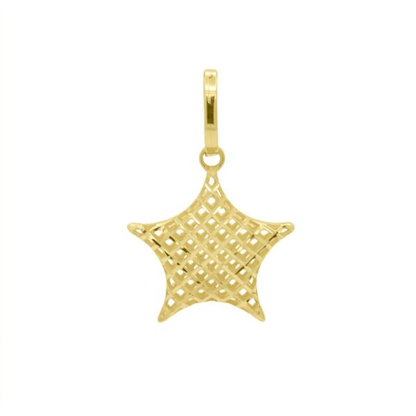 Pingente De Ouro 18k Estrela Diamantada M 