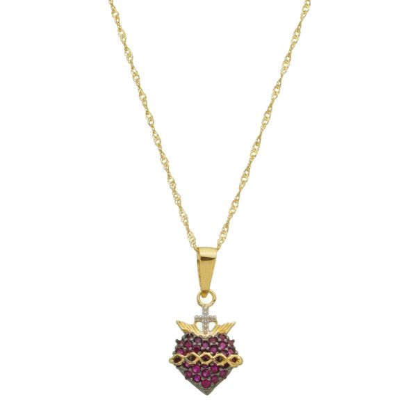 Conjunto De Ouro 18k Sagrado Coração De Jesus