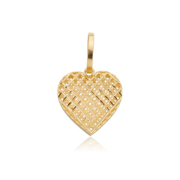Pingente De Ouro 18k Coração Diamantada G