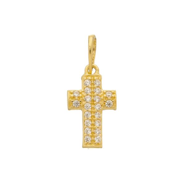 Pingente De Ouro 18k Cruz Com Zircônia