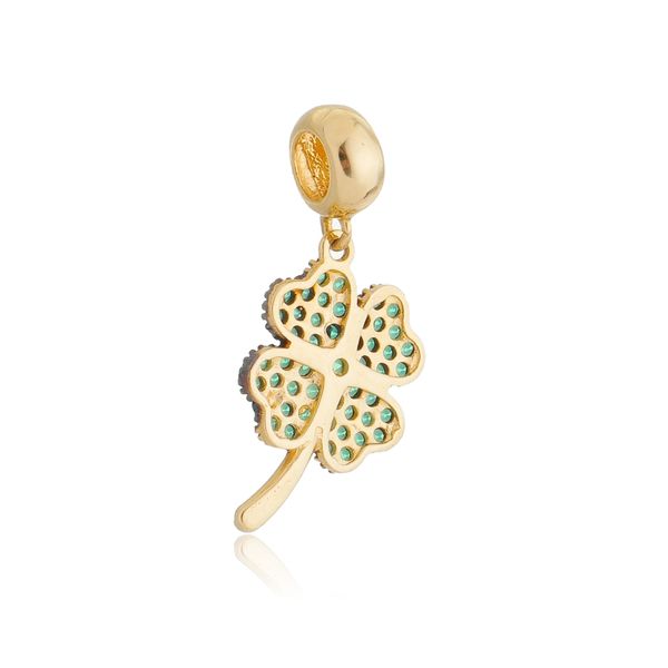 Berloque de Ouro 18k Trevo com Zircônia