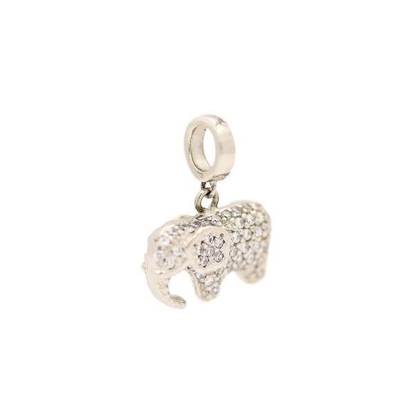 Berloque de Ouro Branco 18k Elefante com Zircônias 