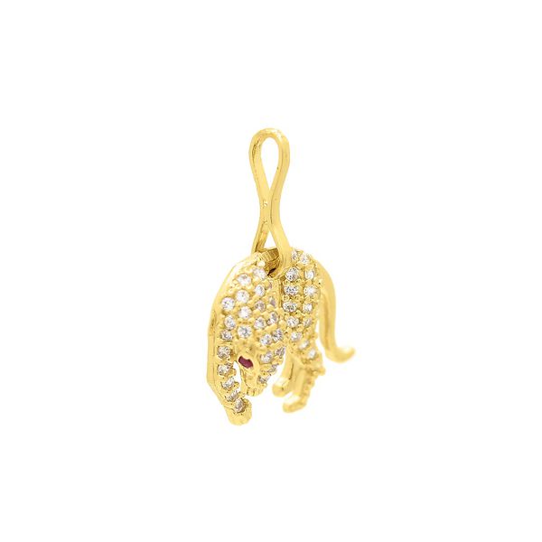 Pingente De Ouro 18k Pantera Com Zircônia Pequena