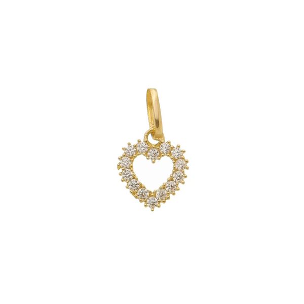Pingente De Ouro 18k Coração Cravejado
