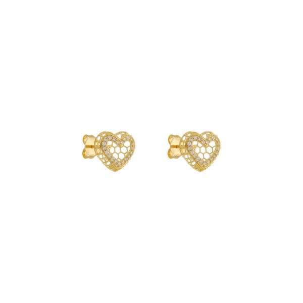 Brinco De Ouro 18k Hearts Glow