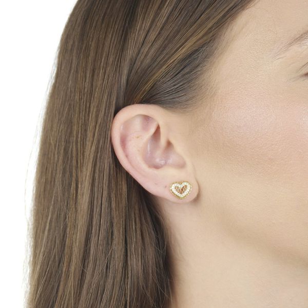 Brinco De Ouro 18k Hearts Glow