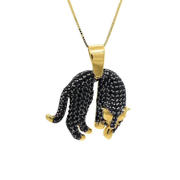 Pingente De Ouro 18k Pantera Negra Zircônias 