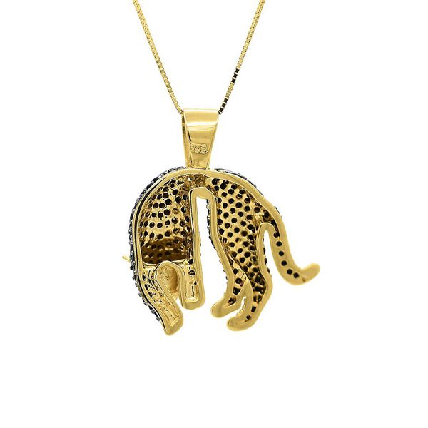 Pingente De Ouro 18k Pantera Negra Zircônias 