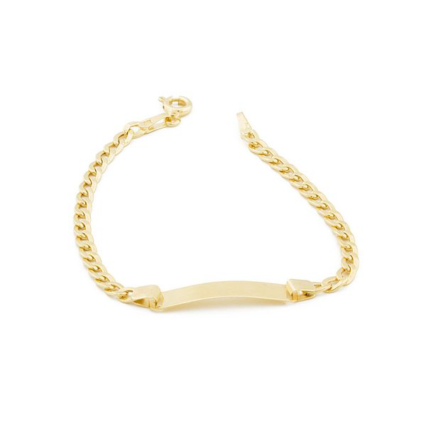 Pulseira Infantil De Ouro 18k Groumet De 2,5mm Com 14cm e Chapinha