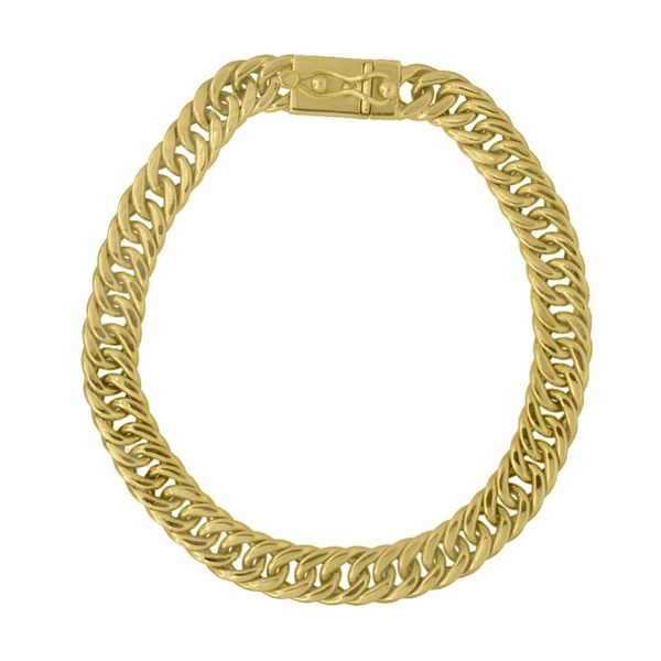 Pulseira De Ouro 18k Groumet Larga De 1 Centímetro Com 15cm