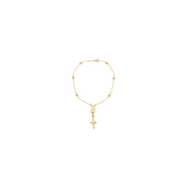 Pulseira De Ouro 18k Terço De Mão Com 17cm