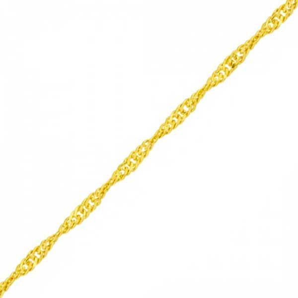 Pulseira De Ouro 18k Singapura De 1,1mm Com 17cm