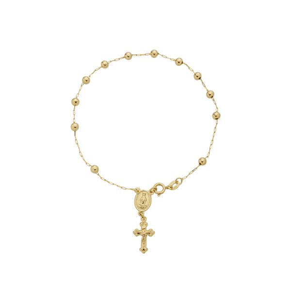 Pulseira De Ouro 18k Terço De Mão Com 20cm
