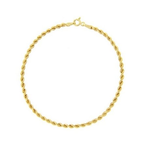 Pulseira De Ouro 18k Corda De 2,5mm Com 19cm