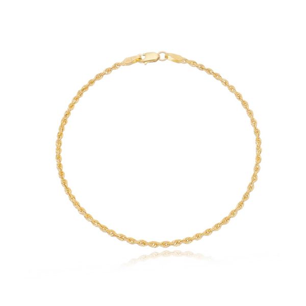 Pulseira De Ouro 18k Corda De 2,1mm Com 19cm