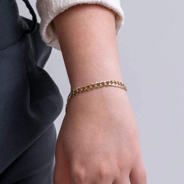 Pulseira De Ouro 18k Groumet De 5,4mm Com 21cm