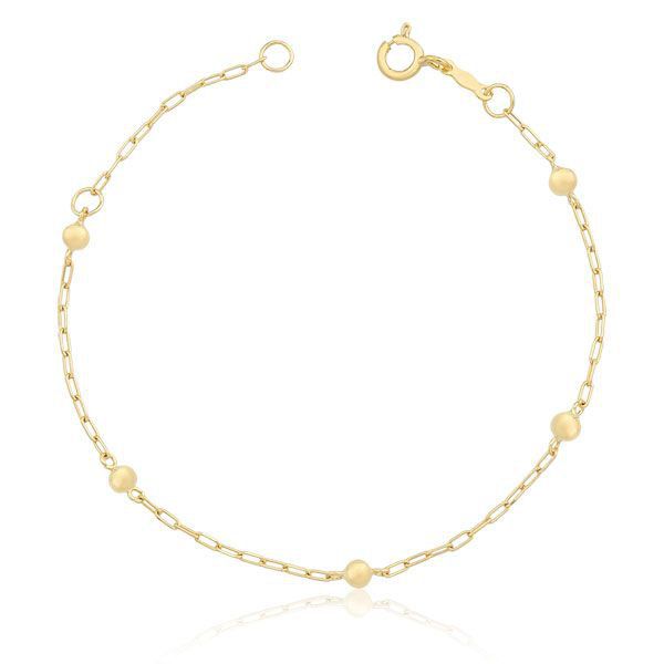 Pulseira Infantil De Ouro 18k Cartie Com 5 Bolinhas