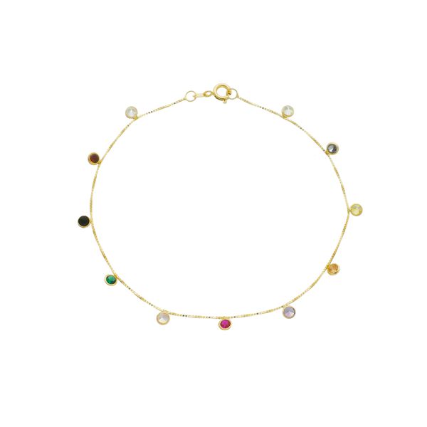 Pulseira De Ouro 18k Arco-Íris Com 19cm