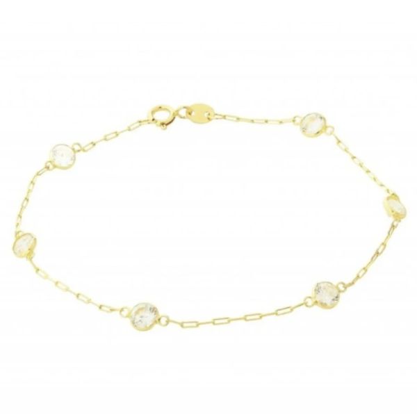Pulseira Infantil De Ouro 18k Cartie Com Zircônias
